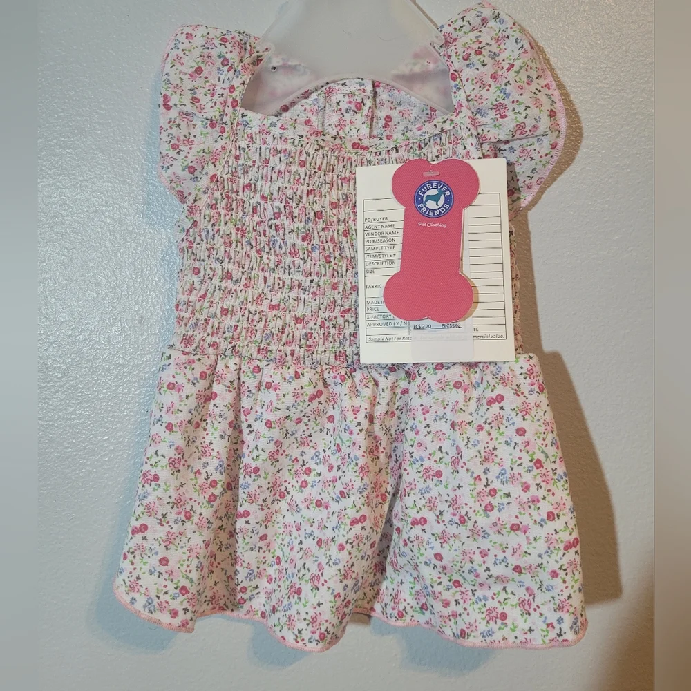 Floral Dog Dress with Pink and White Pattern